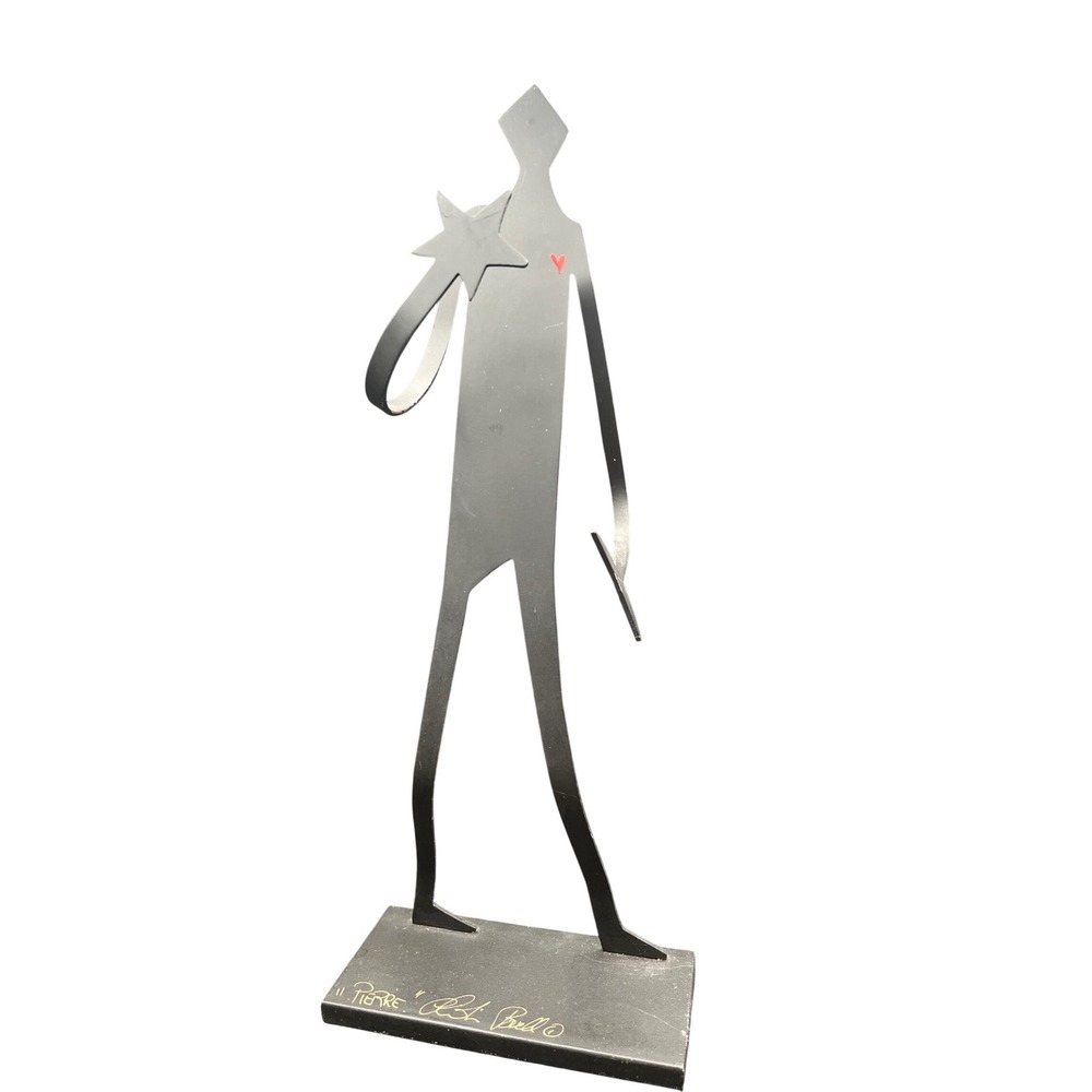 Claudine Buell‎ Steel "Isabelle" Wine Bottle Holder Sculpture Minimalist signed